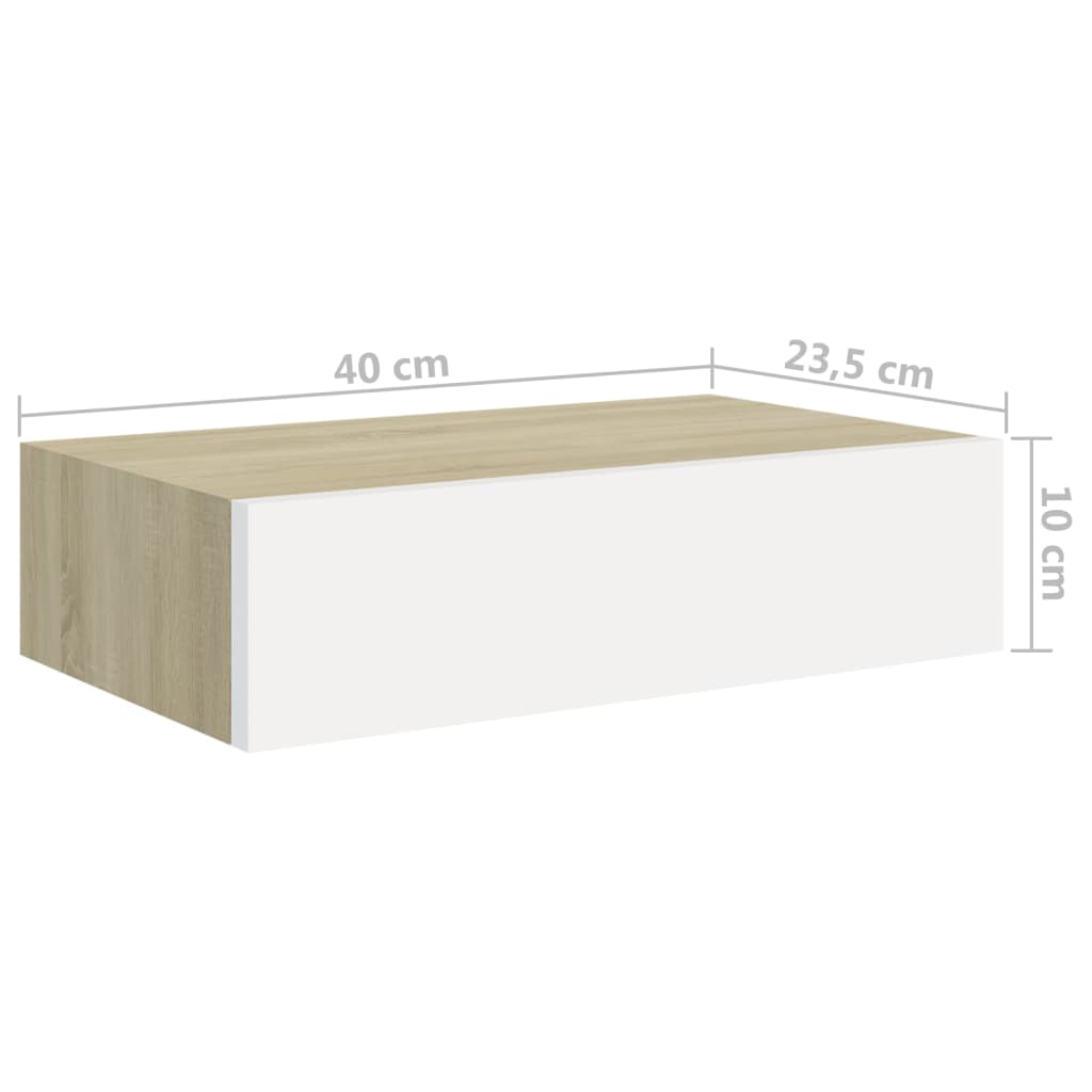 Dulapuri de perete cu sertar 2 buc stejar/alb 40x23,5x10 cm MDF