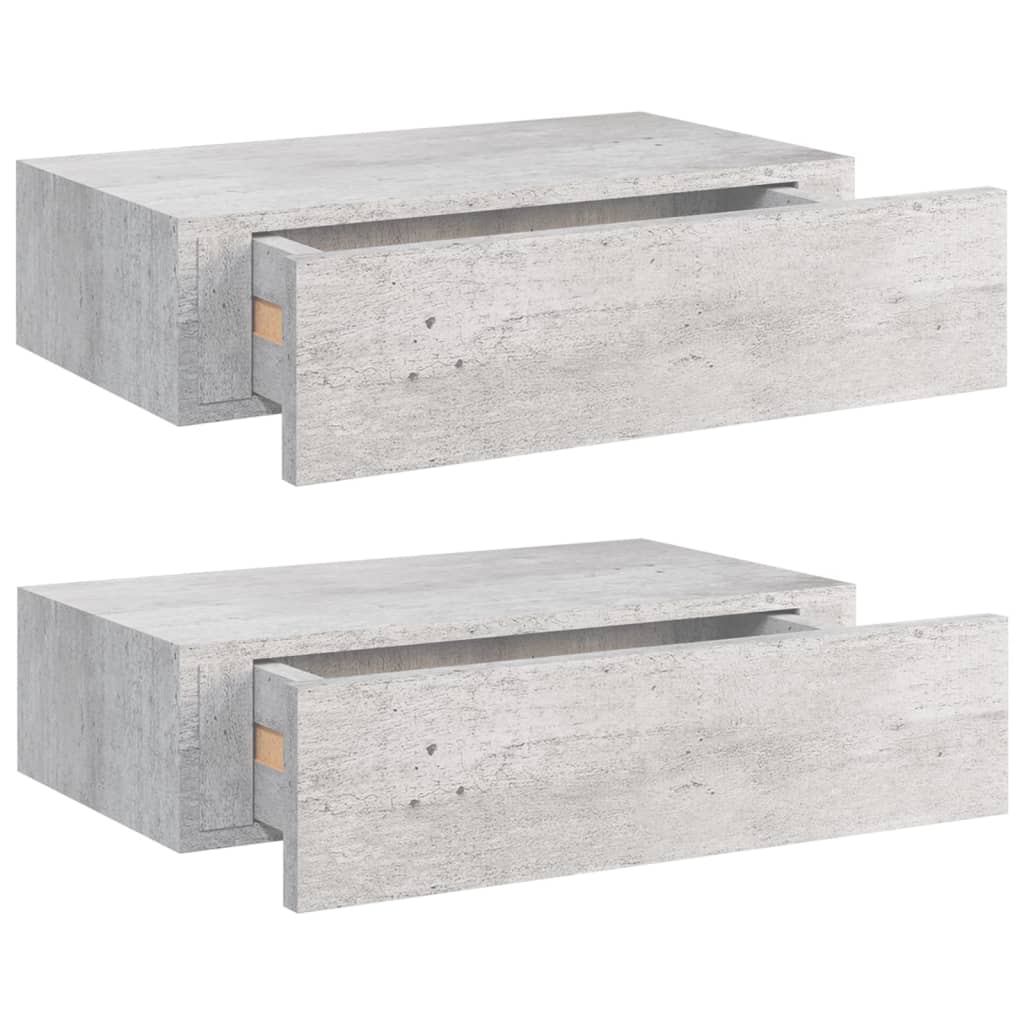 Dulapuri de perete cu sertar 2 buc. gri beton 40x23,5x10 cm MDF