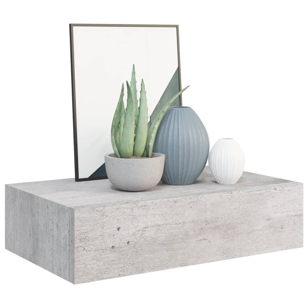 Dulapuri de perete cu sertar 2 buc. gri beton 40x23,5x10 cm MDF