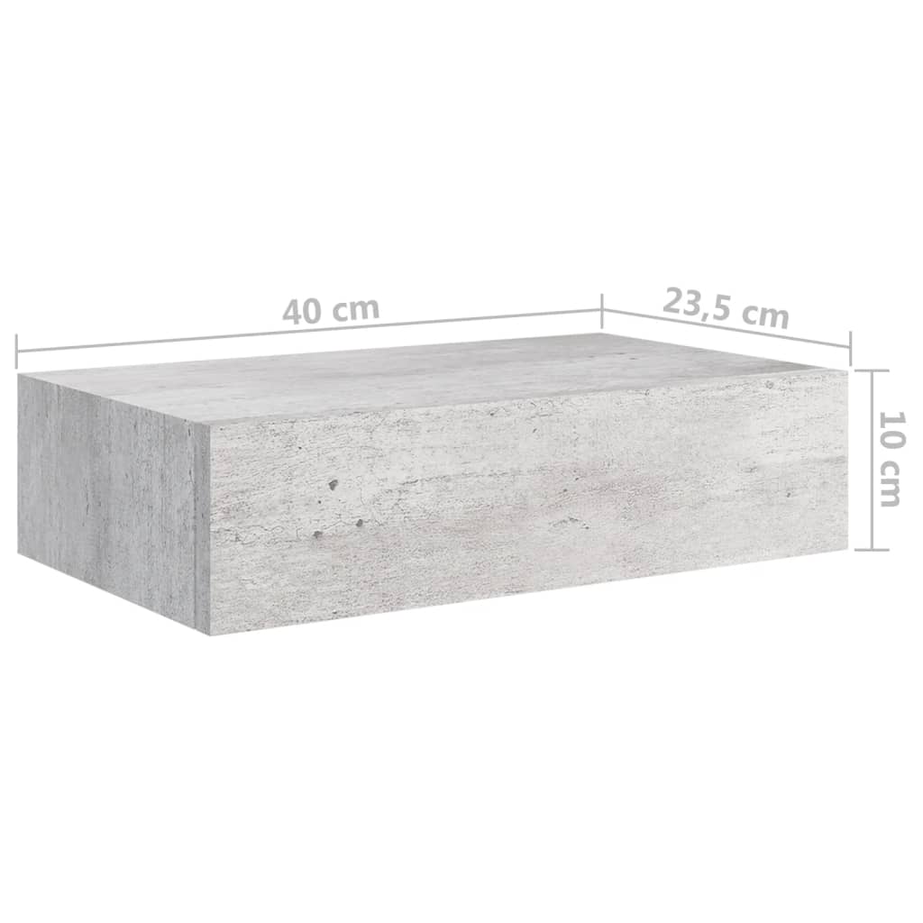 Dulapuri de perete cu sertar 2 buc. gri beton 40x23,5x10 cm MDF