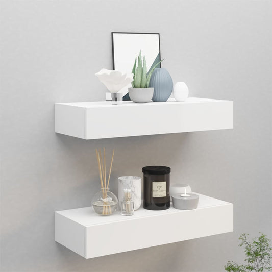 Dulapuri de perete cu sertare 2 buc. alb, 60x23,5x10 cm MDF