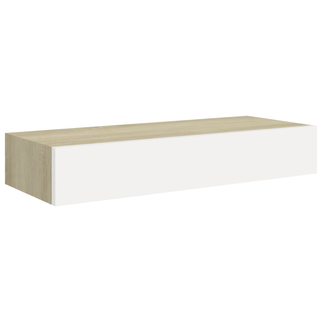 Dulapuri de perete cu sertar 2 buc stejar/alb 60x23,5x10 cm MDF
