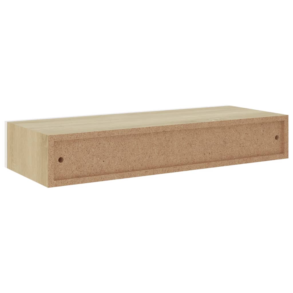 Dulapuri de perete cu sertar 2 buc stejar/alb 60x23,5x10 cm MDF