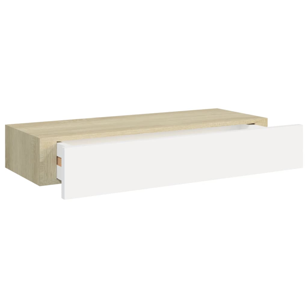 Dulapuri de perete cu sertar 2 buc stejar/alb 60x23,5x10 cm MDF
