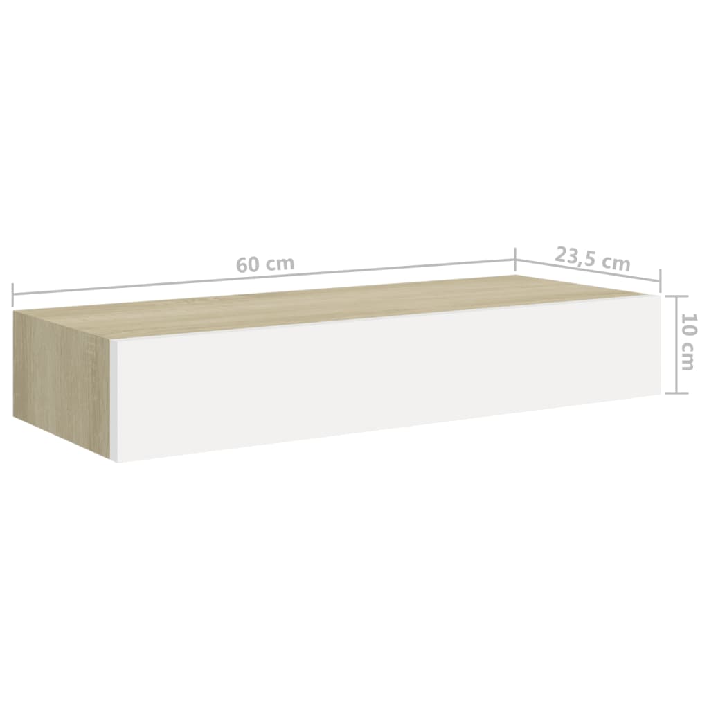 Dulapuri de perete cu sertar 2 buc stejar/alb 60x23,5x10 cm MDF