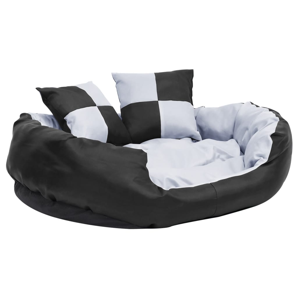 Reversible and washable dog cushion, gray and black, 85x70x20 cm
