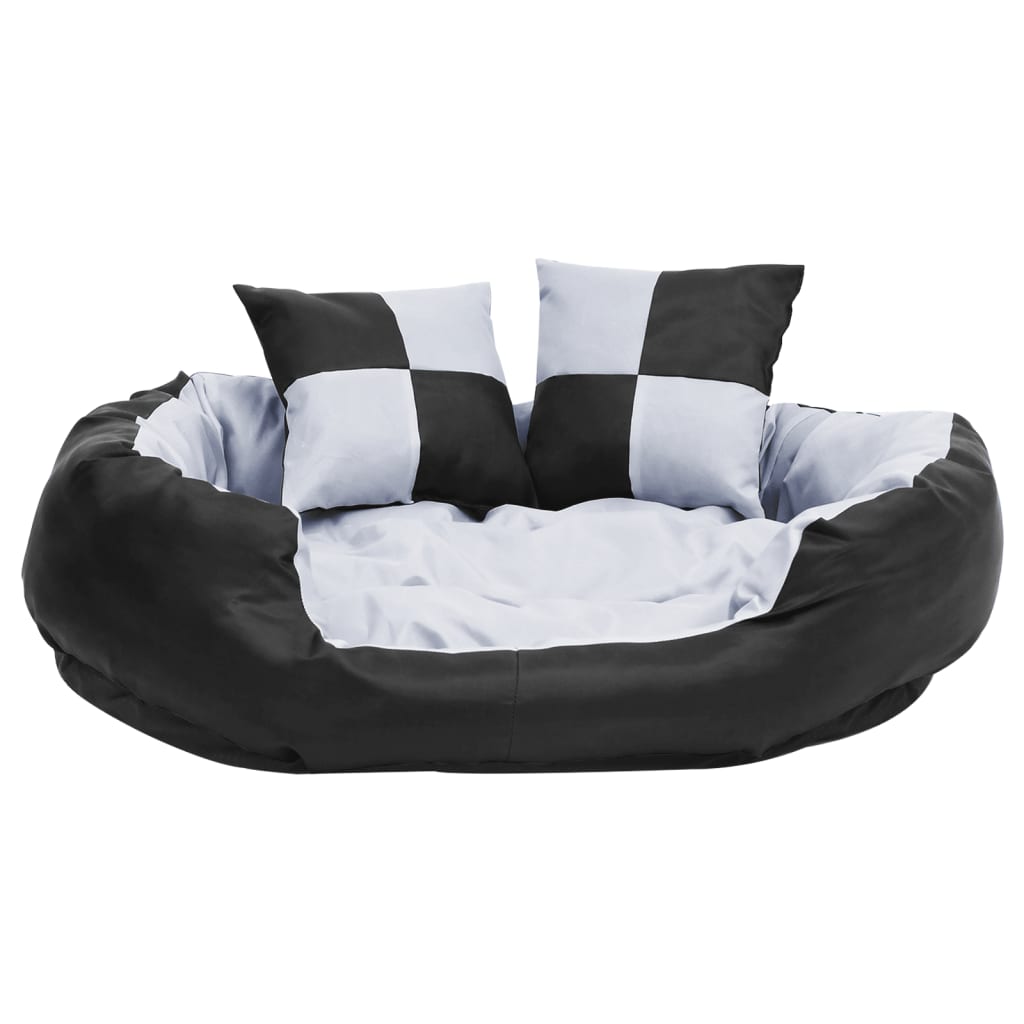 Reversible and washable dog cushion, gray and black, 85x70x20 cm