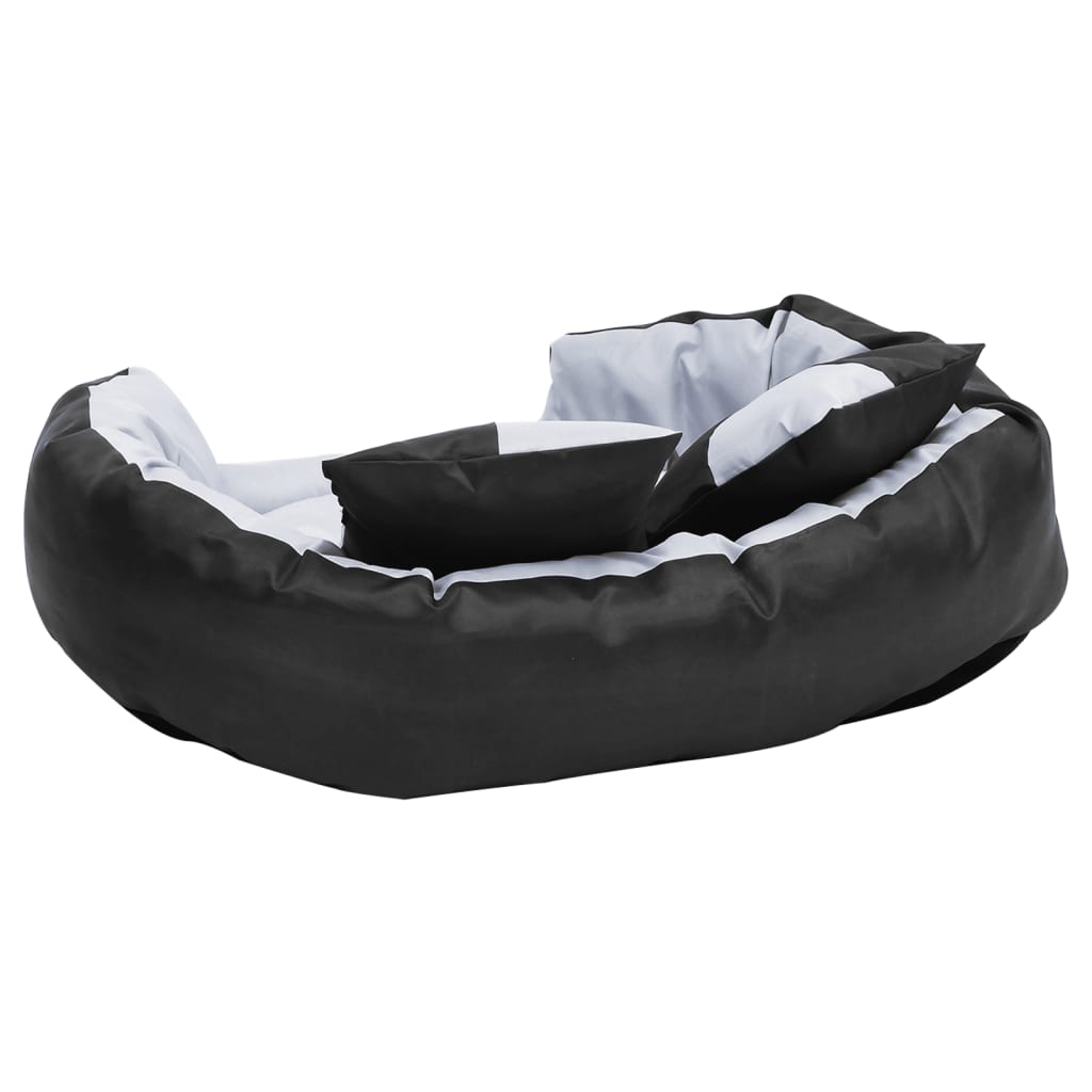 Reversible and washable dog cushion, gray and black, 85x70x20 cm