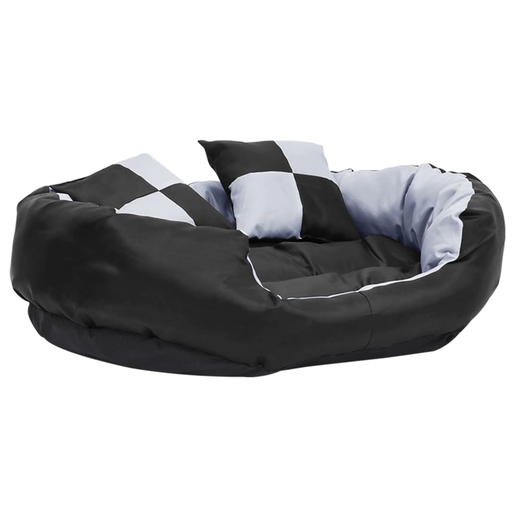 Reversible and washable dog cushion, gray and black, 85x70x20 cm