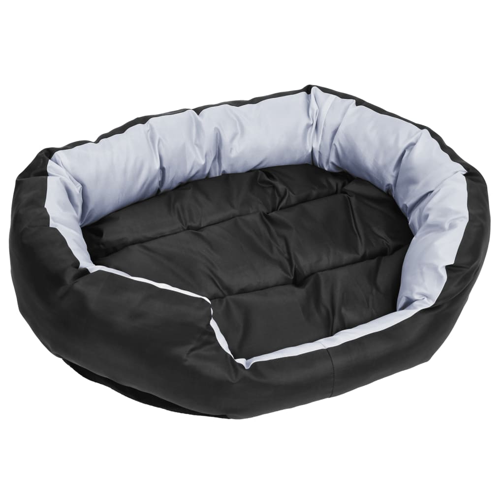 Reversible and washable dog cushion, gray and black, 85x70x20 cm