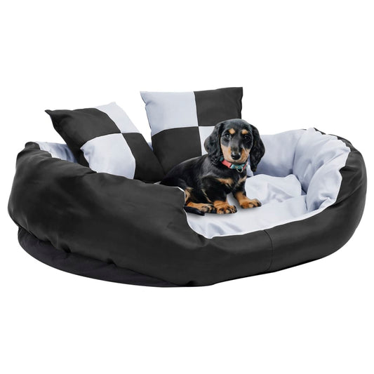 Reversible and washable dog cushion, gray and black, 85x70x20 cm