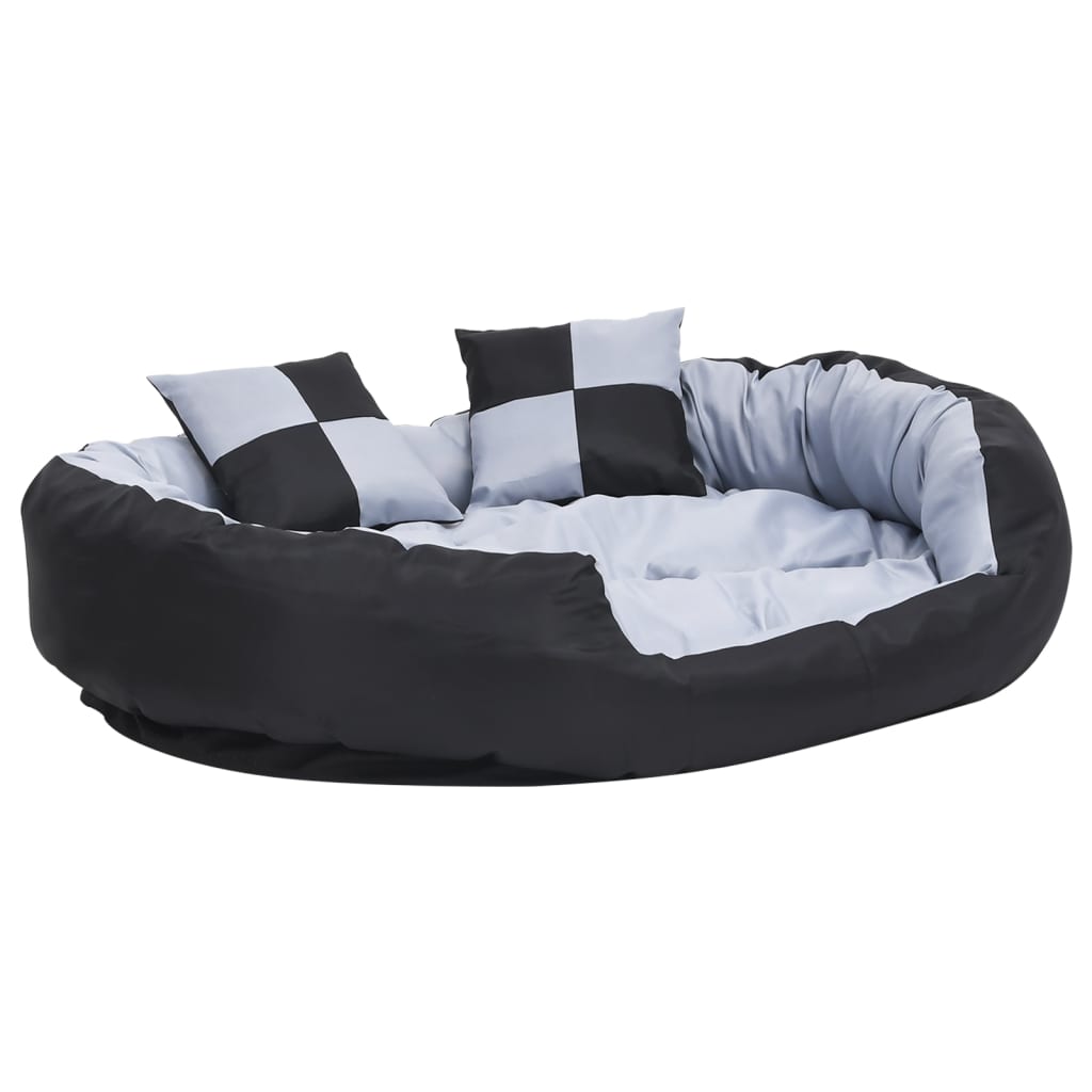 Washable reversible cushion for dogs, gray and black, 110x80x23 cm