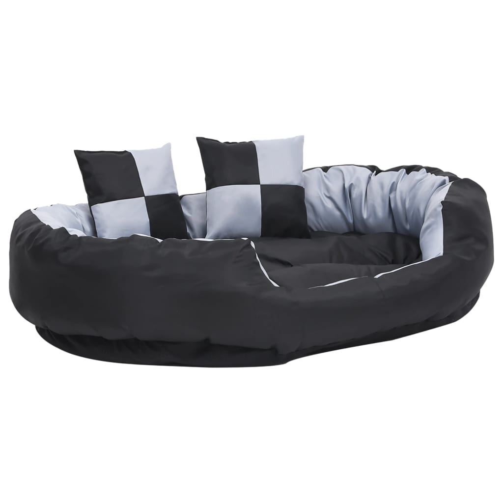 Washable reversible cushion for dogs, gray and black, 110x80x23 cm