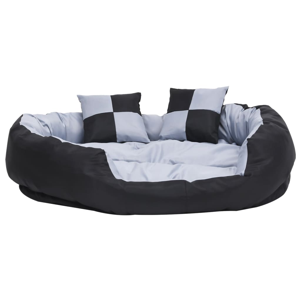 Washable reversible cushion for dogs, gray and black, 110x80x23 cm