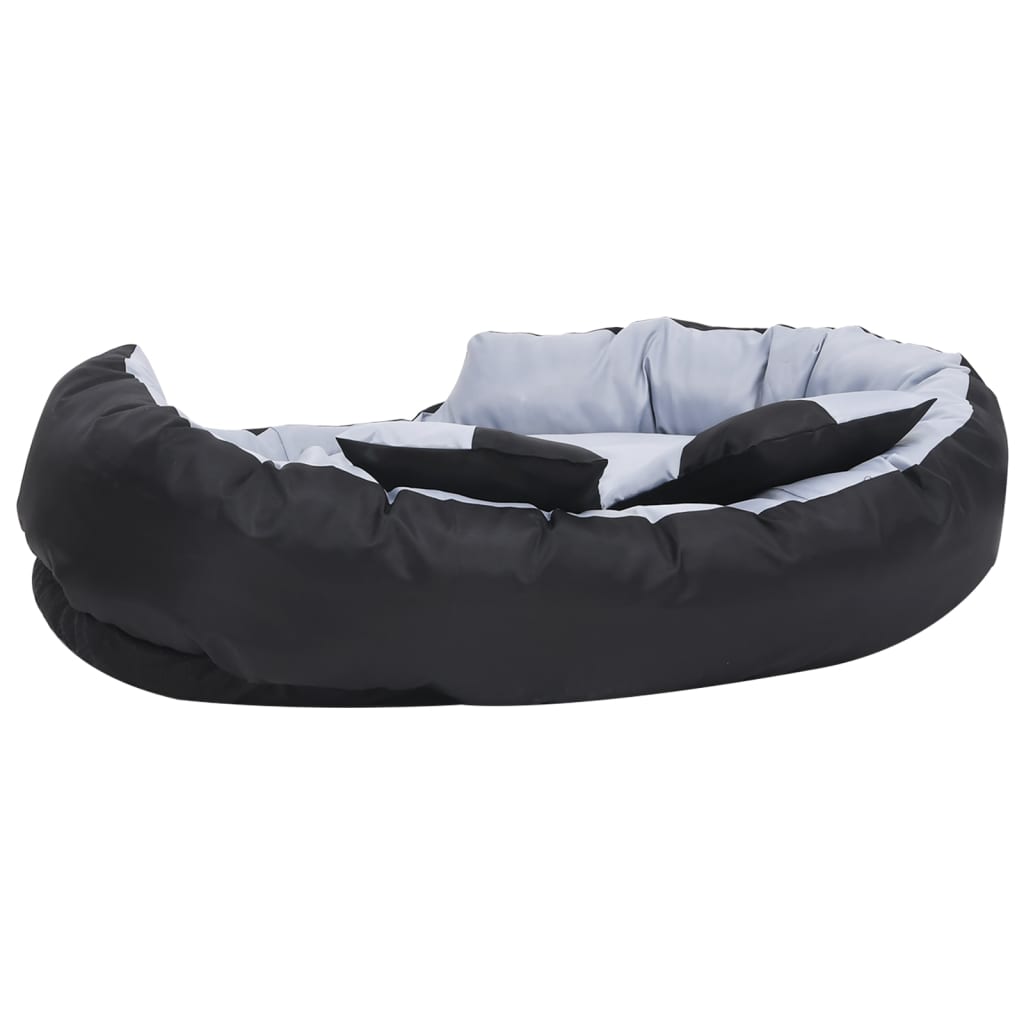 Washable reversible cushion for dogs, gray and black, 110x80x23 cm