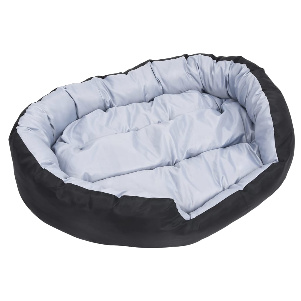 Washable reversible cushion for dogs, gray and black, 110x80x23 cm