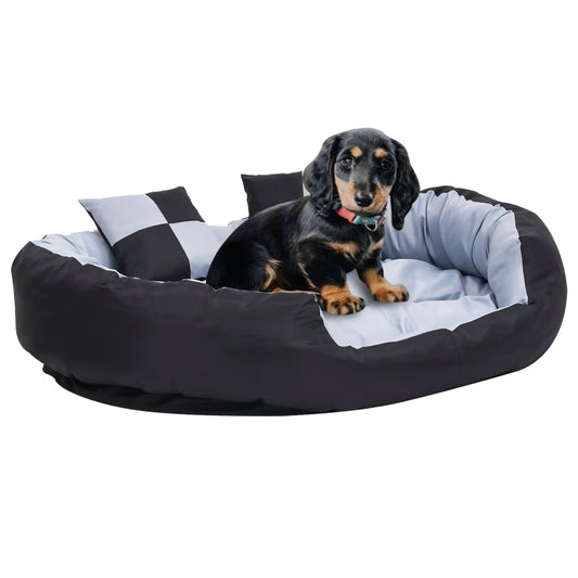Washable reversible cushion for dogs, gray and black, 110x80x23 cm