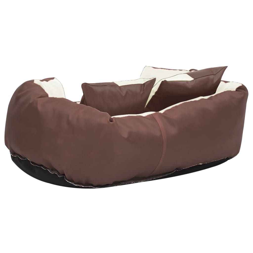 Washable reversible cushion for dogs, brown and cream, 65x50x20 cm