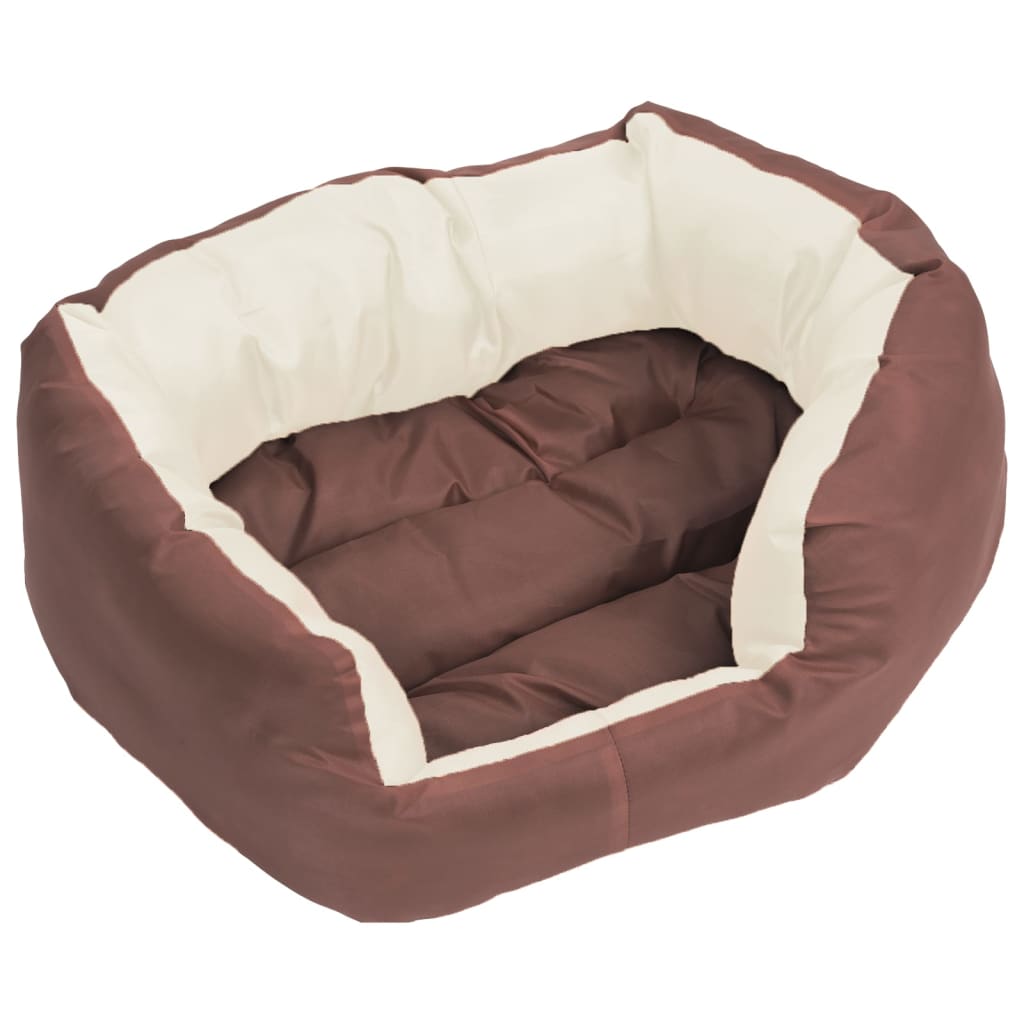 Washable reversible cushion for dogs, brown and cream, 65x50x20 cm