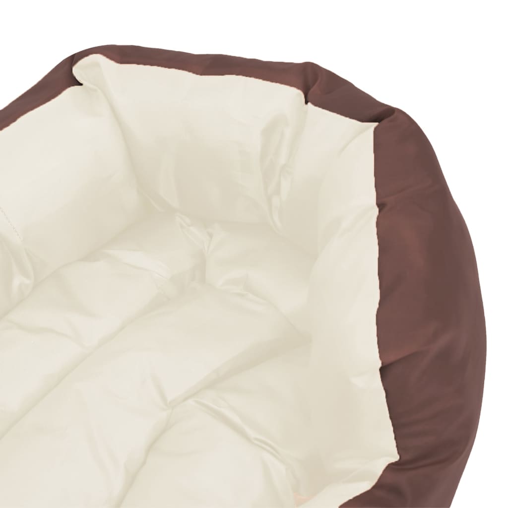 Washable reversible cushion for dogs, brown and cream, 65x50x20 cm