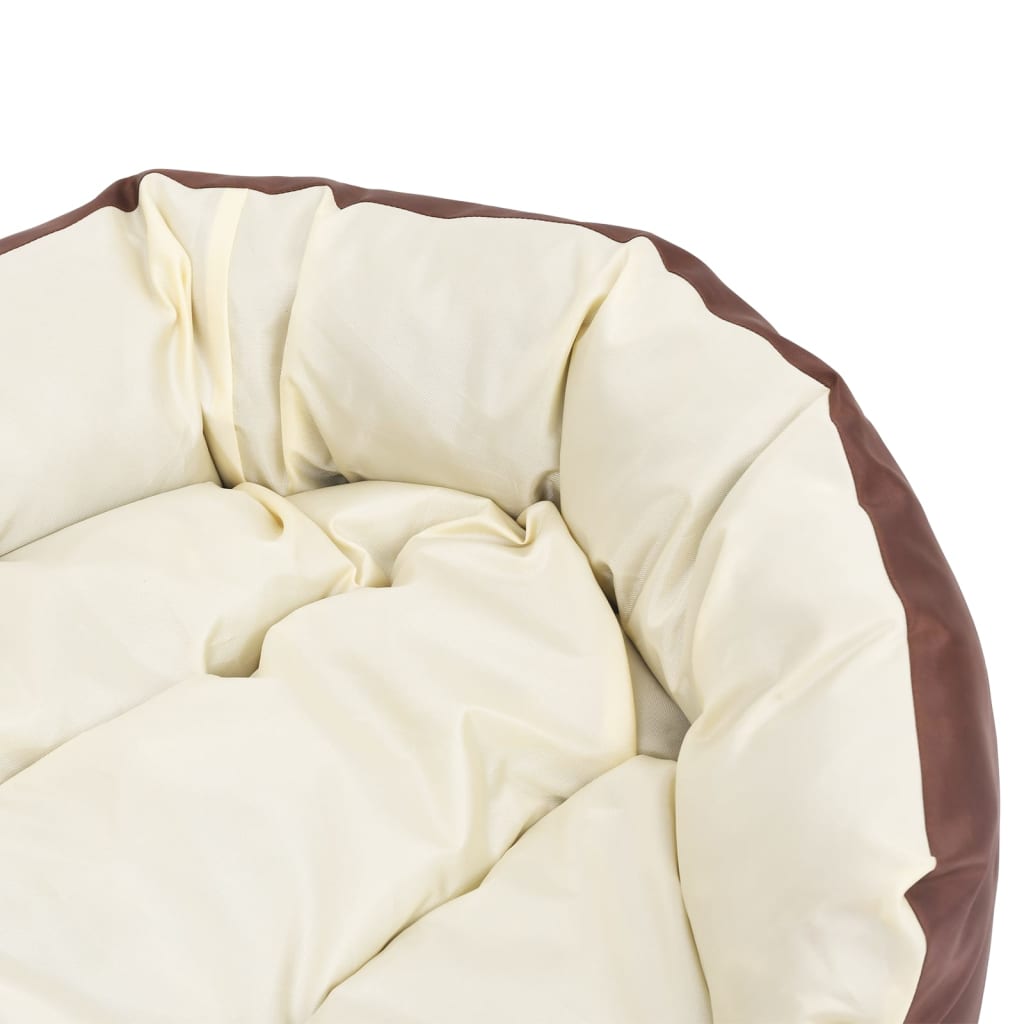 Washable reversible cushion for dogs, brown and cream, 85x70x20 cm