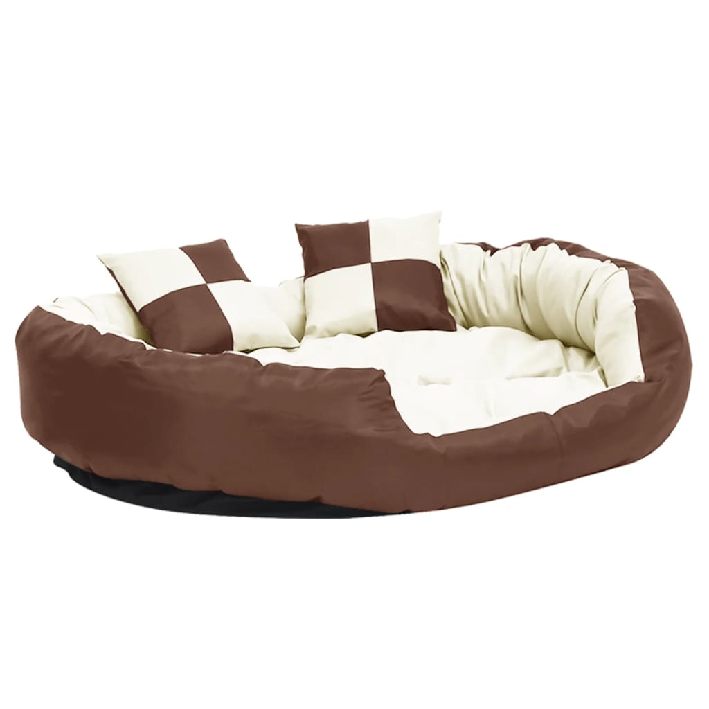 Washable reversible cushion for dogs brown/cream, 110x80x23 cm