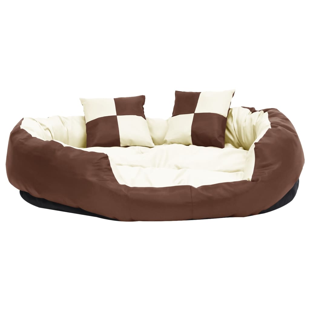Washable reversible cushion for dogs brown/cream, 110x80x23 cm