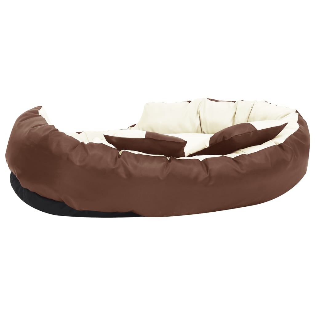 Washable reversible cushion for dogs brown/cream, 110x80x23 cm
