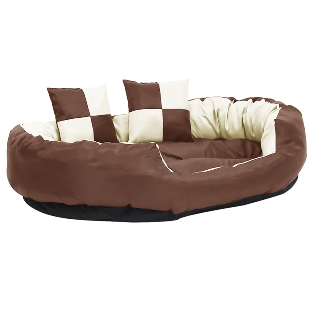 Washable reversible cushion for dogs brown/cream, 110x80x23 cm