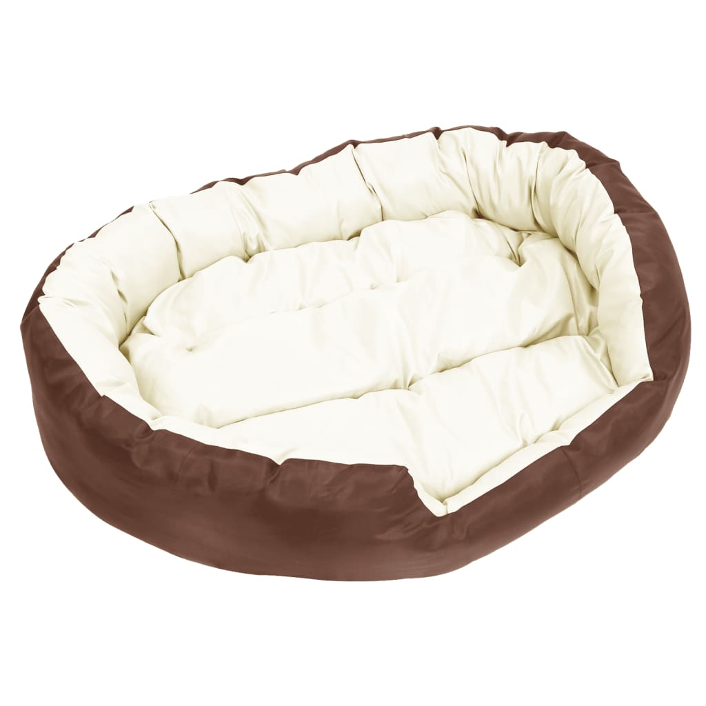 Washable reversible cushion for dogs brown/cream, 110x80x23 cm