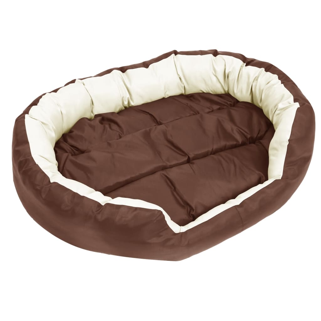 Washable reversible cushion for dogs brown/cream, 110x80x23 cm