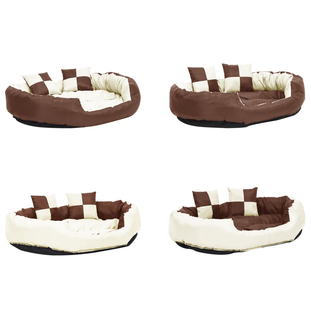 Washable reversible cushion for dogs brown/cream, 110x80x23 cm
