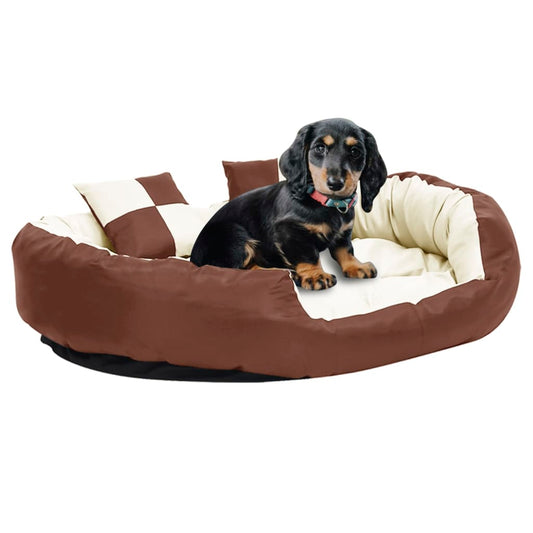 Washable reversible cushion for dogs brown/cream, 110x80x23 cm
