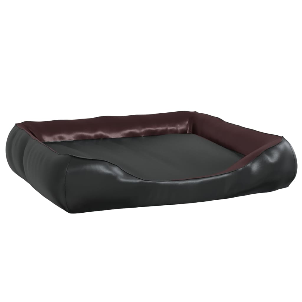 Dog bed, black and brown, 80x68x23 cm, ecological leather
