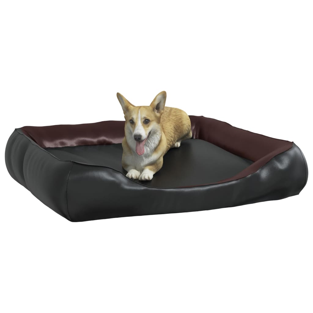 Dog bed, black and brown, 80x68x23 cm, ecological leather