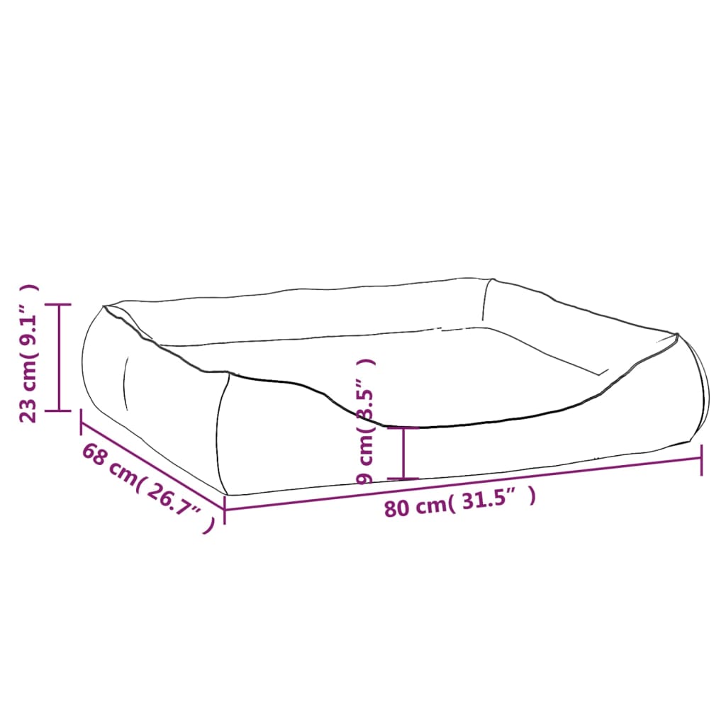 Dog bed, black and brown, 80x68x23 cm, ecological leather