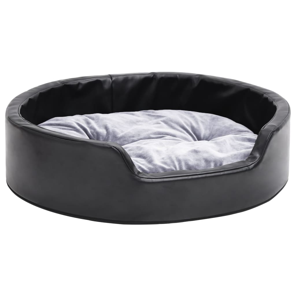 Dog bed, black/grey, 69x59x19 cm, plush/eco-leather