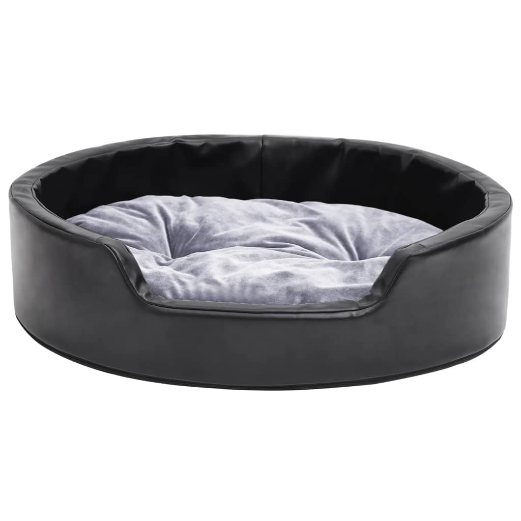 Dog bed, black/grey, 69x59x19 cm, plush/eco-leather