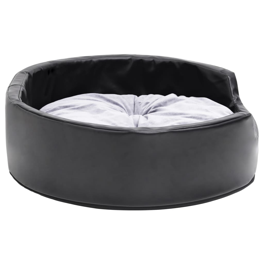 Dog bed, black/grey, 69x59x19 cm, plush/eco-leather