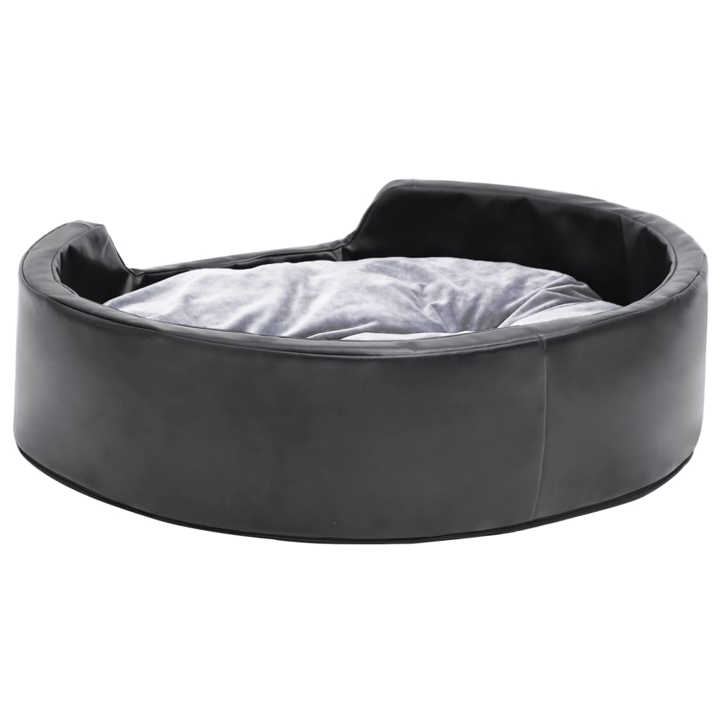 Dog bed, black/grey, 69x59x19 cm, plush/eco-leather