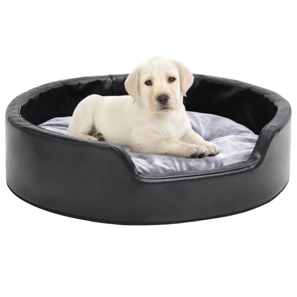 Dog bed, black/grey, 69x59x19 cm, plush/eco-leather