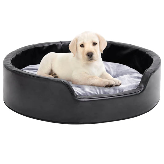 Dog bed, black/grey, 69x59x19 cm, plush/eco-leather