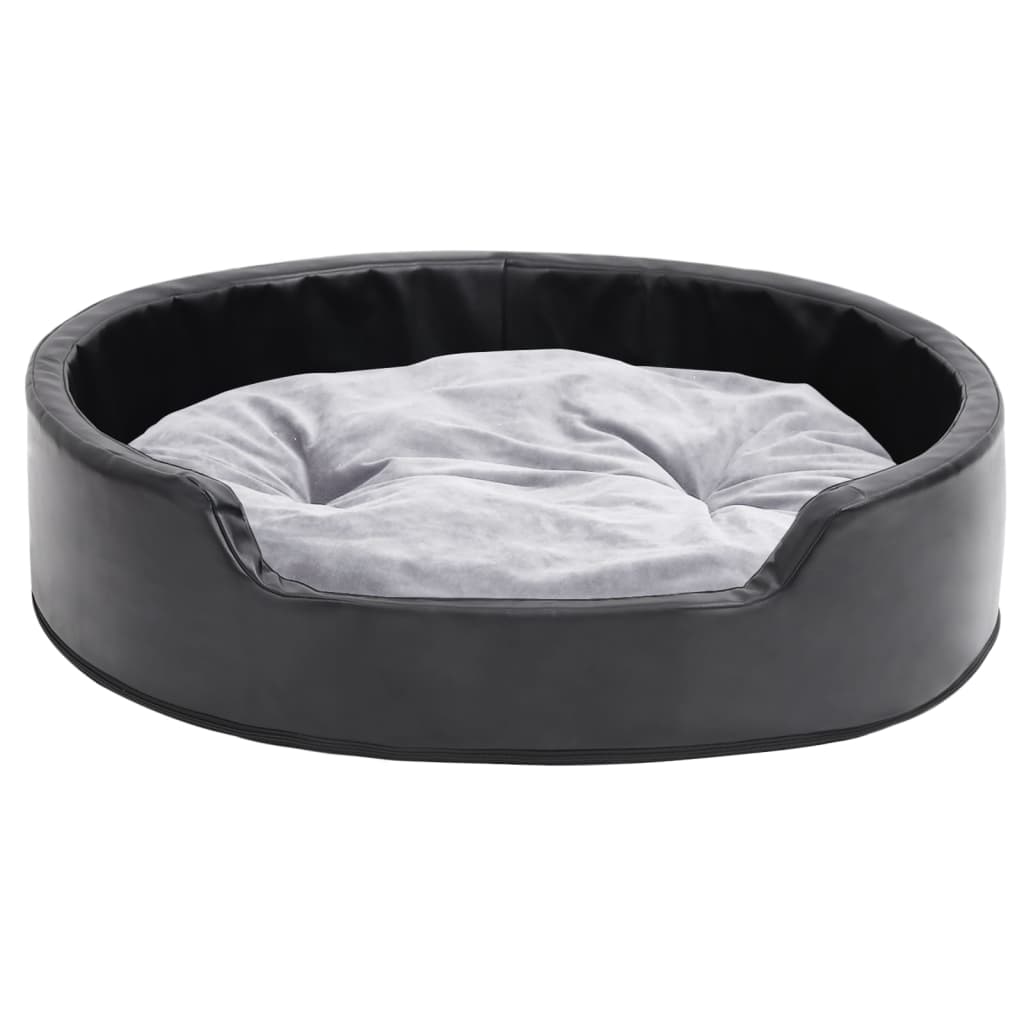 Dog bed, black/grey, 79x70x19 cm, plush/eco-leather