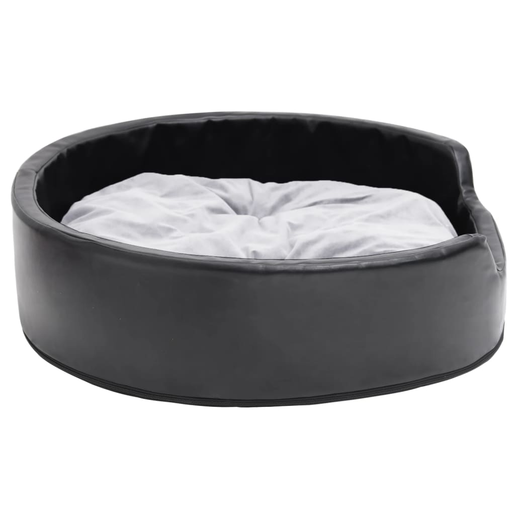 Dog bed, black/grey, 79x70x19 cm, plush/eco-leather
