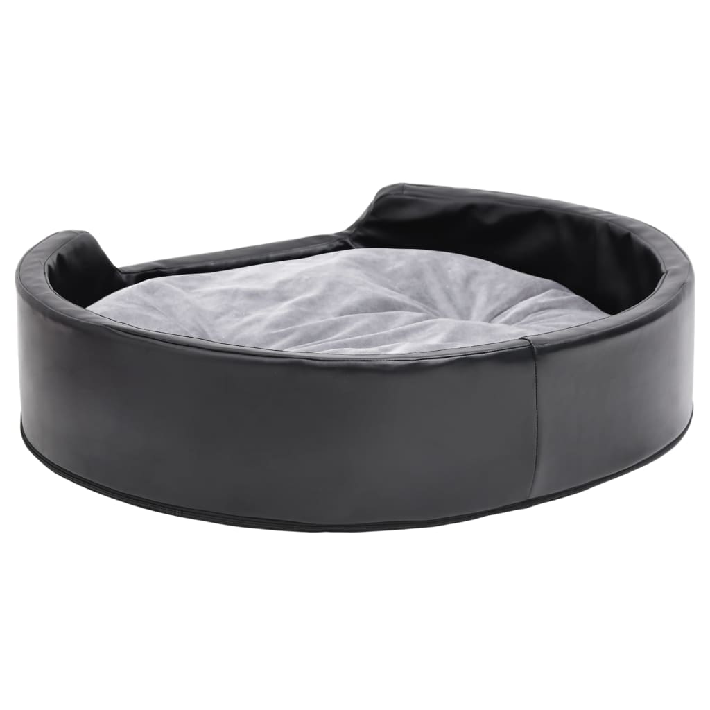 Dog bed, black/grey, 79x70x19 cm, plush/eco-leather