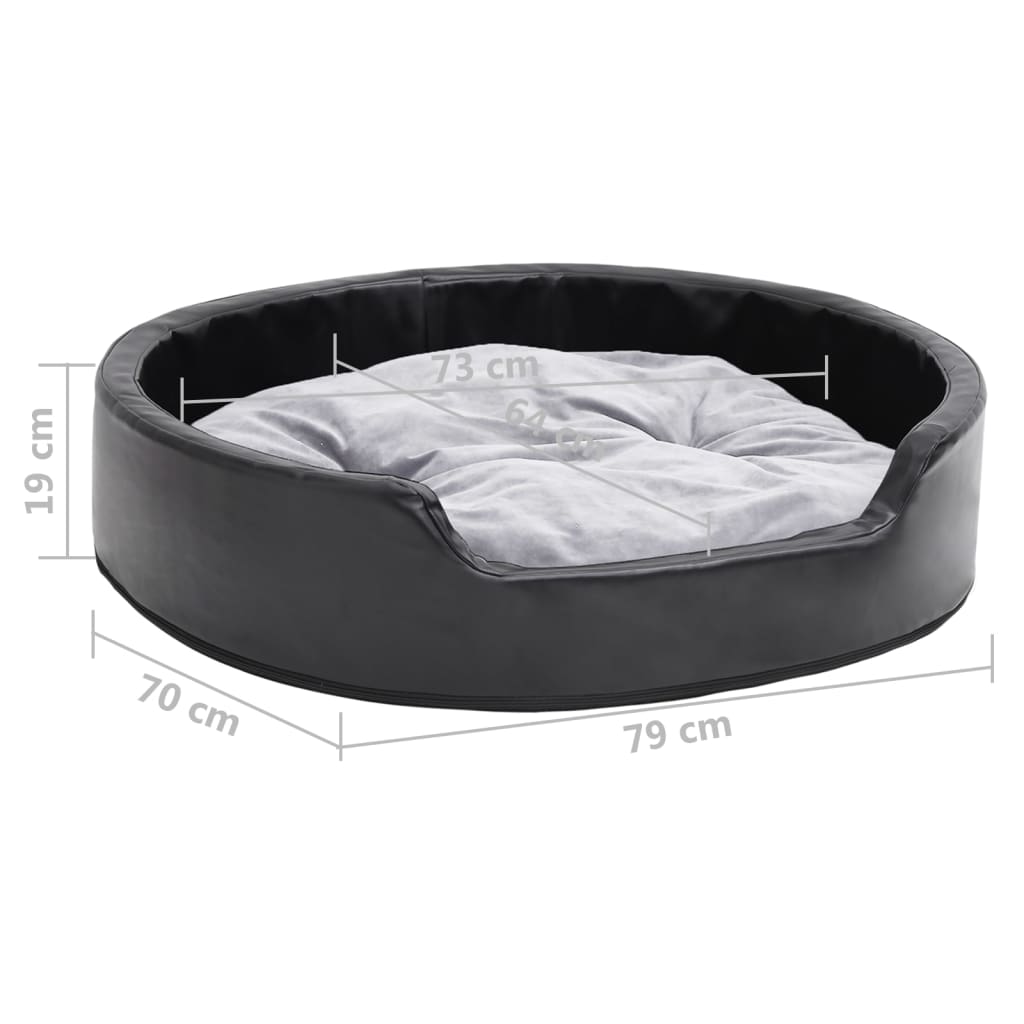 Dog bed, black/grey, 79x70x19 cm, plush/eco-leather