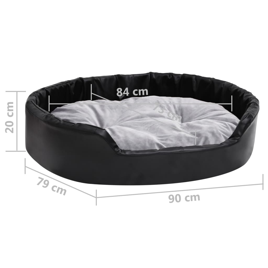 Dog bed, black/grey, 90x79x20 cm, plush/eco-leather