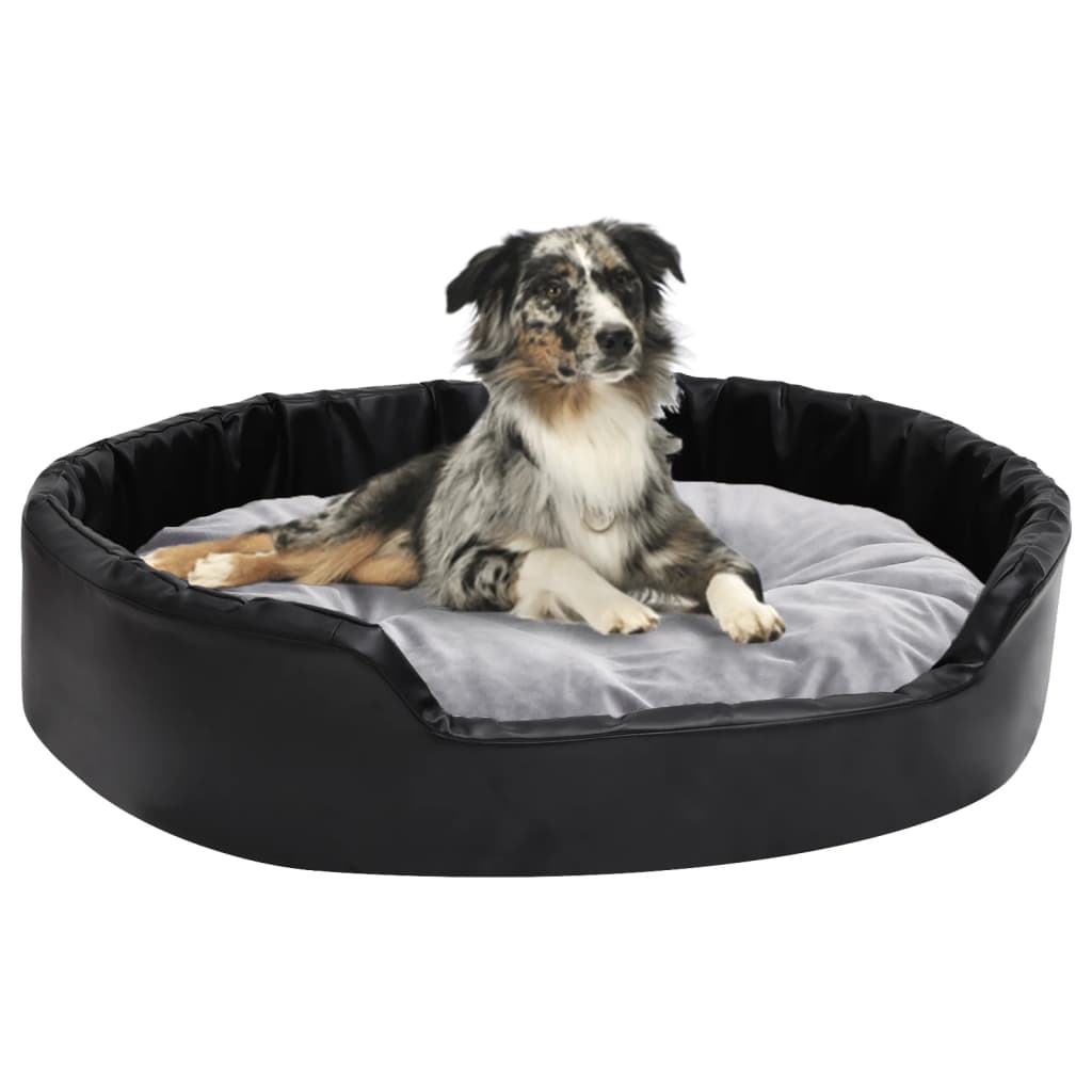 Dog bed, black/grey, 90x79x20 cm, plush/eco-leather