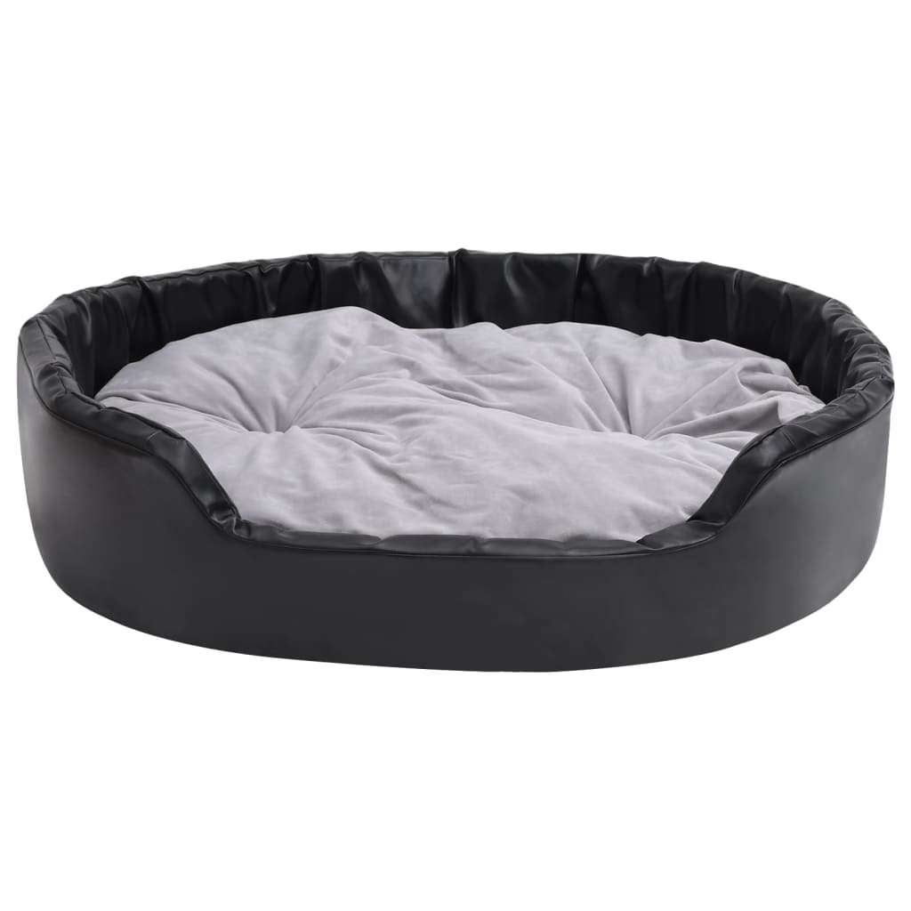 Dog bed, black/grey, 99x89x21 cm, plush/eco-leather
