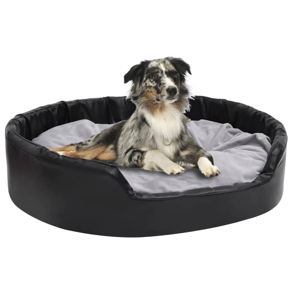 Dog bed, black/grey, 99x89x21 cm, plush/eco-leather